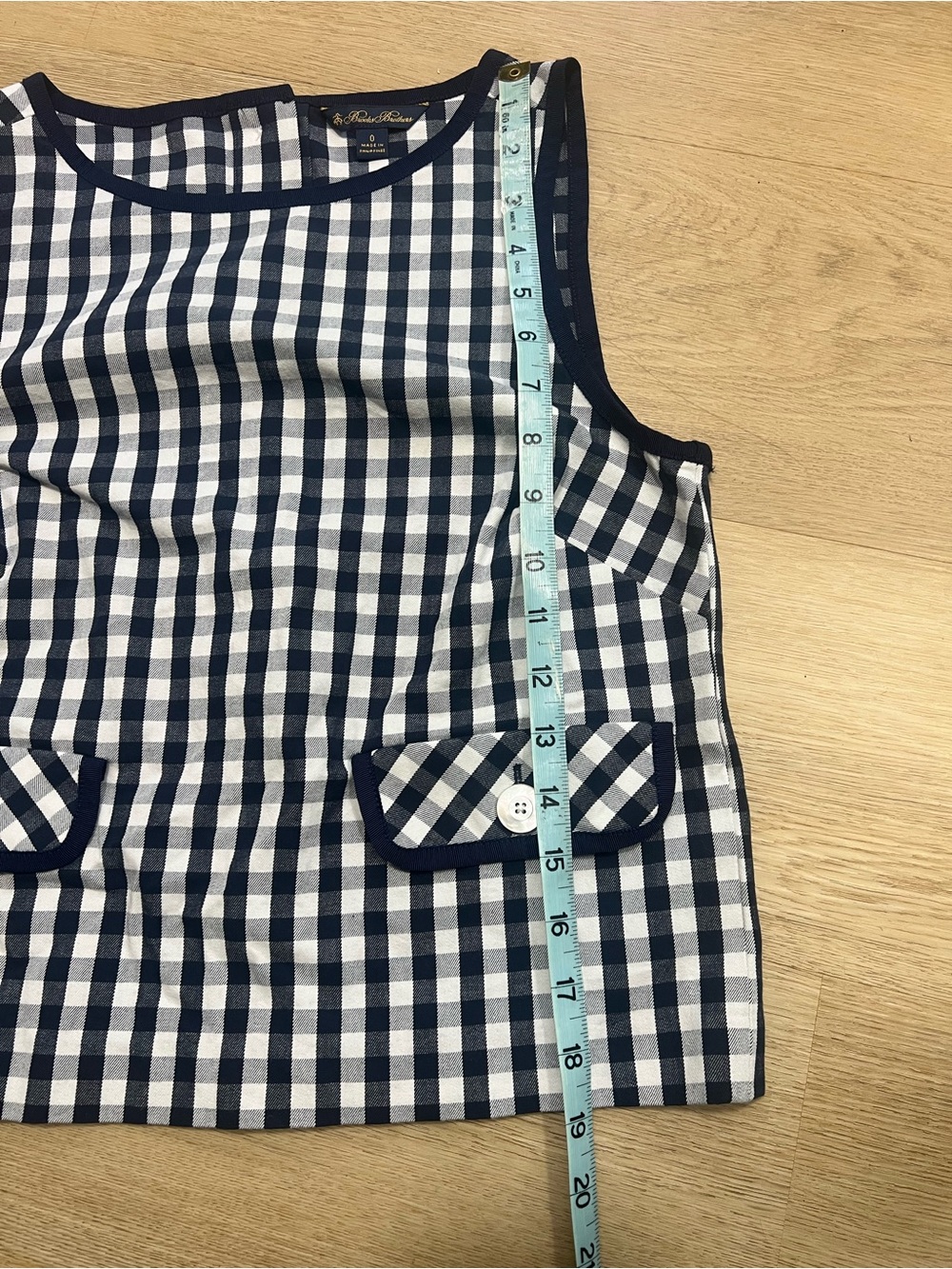 Brooks Brothers Navy and White Gingham Sleeveless Top - Picture 4 of 5